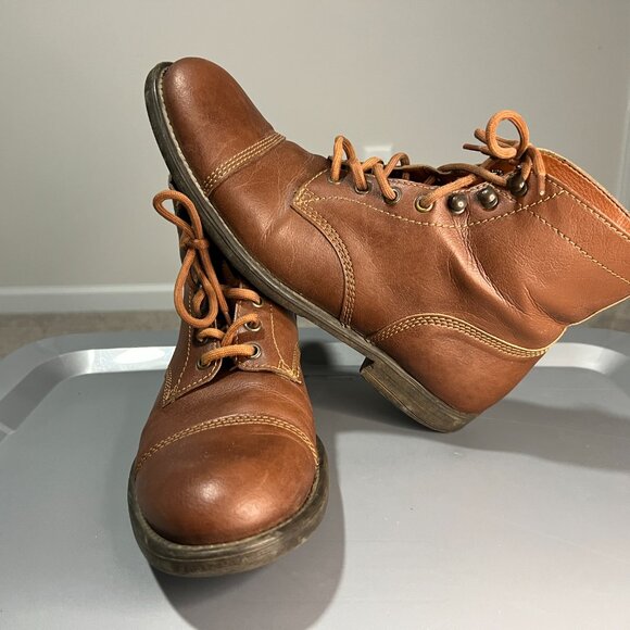 Will's Vegan Store Men's Vegan Leather Work Boots Chestnut/ Brown sz 9 - Picture 5 of 8
